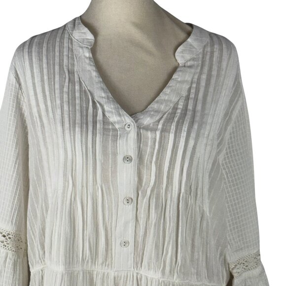 Like new! DOTTI White Cotton Boho Shabby Chic Swim Coverup Size Medium - Picture 11 of 13